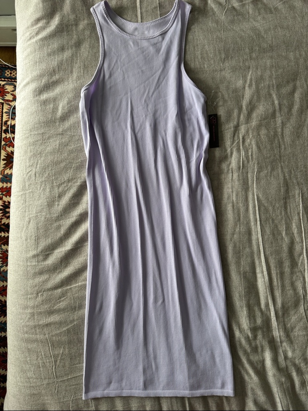 NWT No Boundaries Lavender Ribbed Tank Midi Body Con Dress